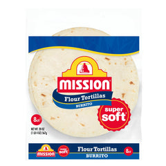 Mission Super Soft Burrito Large Flour Tortillas, 8 Count – 20 oz