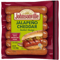 Salchicha ahumada Johnsonville con jalapeño y queso cheddar, 6 salchichas (14 oz)