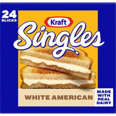 Rebanadas de queso americano blanco Kraft Singles, 24 unidades (16 oz)
