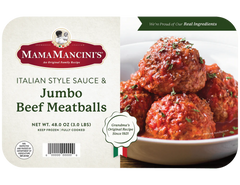 Mama Mancini Jumbo Beef Meatballs with Sauce – 3 lbs (48 oz)