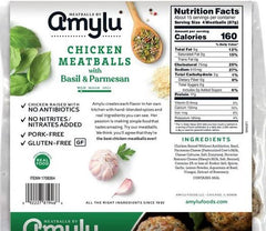 Amylu Chicken Meatballs Basil & Parmesan, 46 oz (2.9 Lbs)