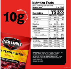 Bocados tiernos de carne de res Jack Link's, 100 % carne de res, teriyaki – 2.85 oz