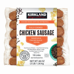 Kirkland Signature Parmesan Black Pepper & Parmesan Chicken Sausage, 3 lbs (48 oz)