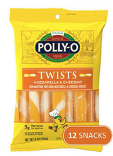 Polly-O Twists String Cheese Mozzarella & Cheddar Cheese Snacks, 12 ct – 9 oz