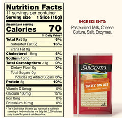 Queso suizo en lonchas Sargento - 7 oz