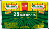Nathan’s Famous 100% Beef Skinless Franks, 28 Count – 3.5 lbs (56 oz)