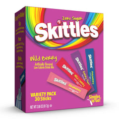 Skittles Zero Sugar Wild Berry - Paquetes individuales para llevar, mezcla de bebida en polvo, 2.88 oz (30 sobres)