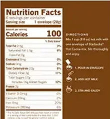 Starbucks Classic Hot Cocoa Mix, 6 Count Box (6 oz)