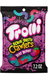 Trolli Sour Brite Crawlers- Very Berry, Sweet and Sour, Gummy Worms, 7.2 oz