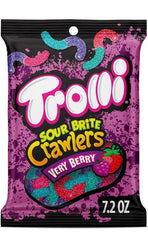 Trolli Sour Brite Crawlers- Very Berry, Sweet and Sour, Gummy Worms, 7.2 oz
