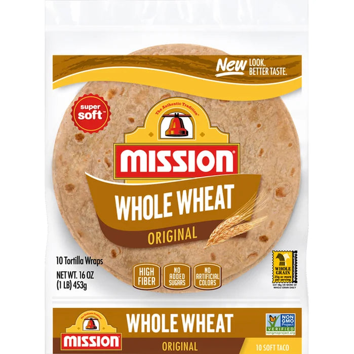 Mission Soft Taco Whole Wheat Tortillas, 10 Count – 16 oz