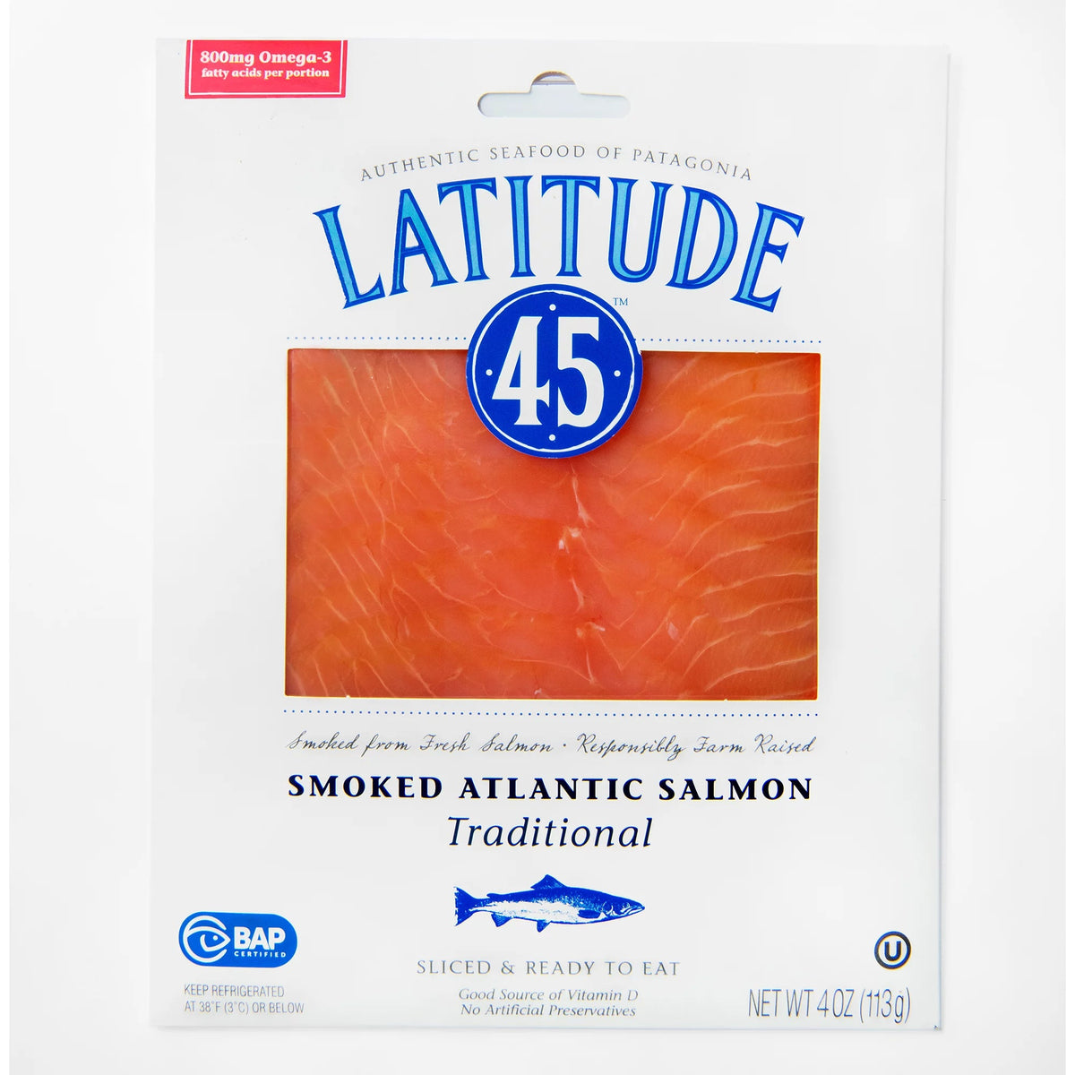 Latitude 45 Cold Smoked Atlantic Salmon – 4 oz