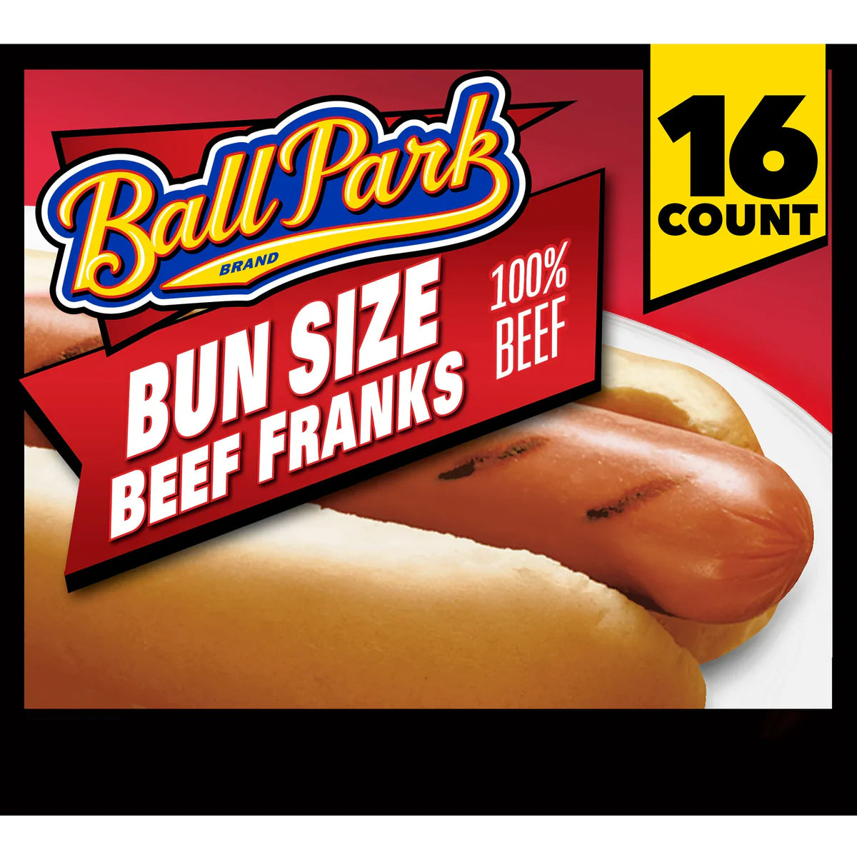 Ball Park Bun Length 100% Beef Hot Dogs 16 ct – 1.88 lbs (30 oz)