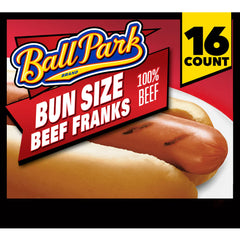 Ball Park Bun Length 100% Beef Hot Dogs 16 ct – 1.88 lbs (30 oz)