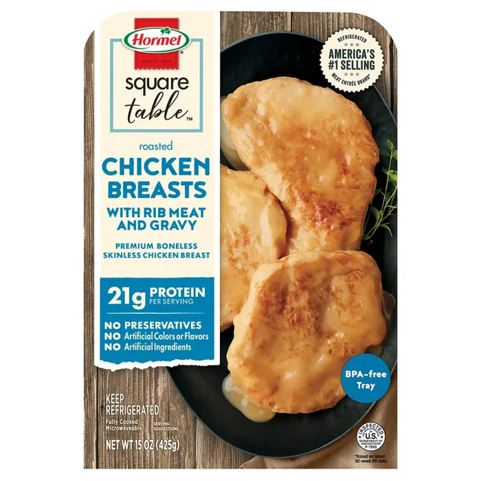Hormel Square Table Roasted Chicken Breasts with Rib Meat & Gravy Entrée – 15 oz