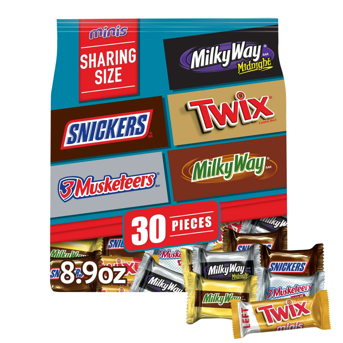 Snickers, Twix & More Back to School Chocolate Bar Variety Pack, 30 ct – 8.9 oz