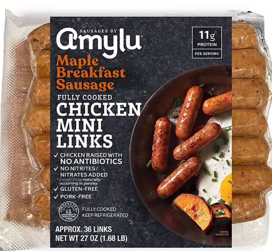 Amylu Maple Breakfast Sausage Chicken Mini Links, 27 oz. (1.7 Lb)