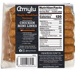 Amylu Maple Breakfast Sausage Chicken Mini Links, 27 oz. (1.7 Lb)