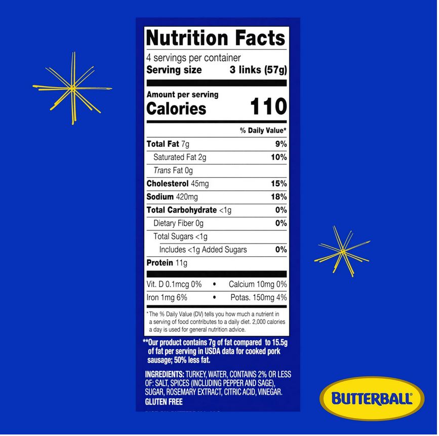 Butterball Turkey Breakfast Sausage Links – 8 oz