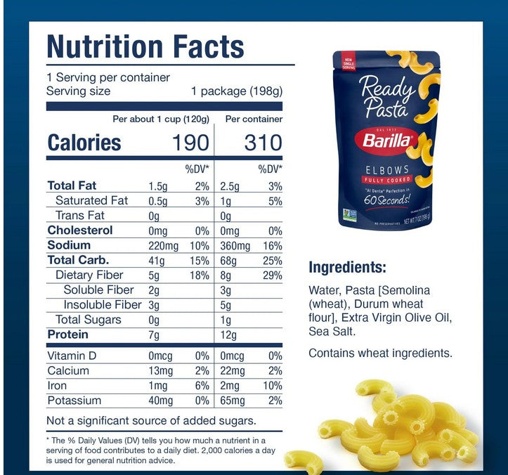 Barilla Ready Pasta Fully Cooked Pasta Elbows, 7 oz