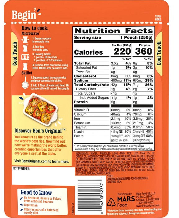 Uncle Ben's Ready Rice, Butter and Garlic, 8.8 oz. pouch