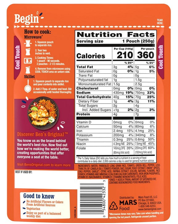 Uncle Ben's Ready Rice, Spanish Style, 8.8 oz. pouch