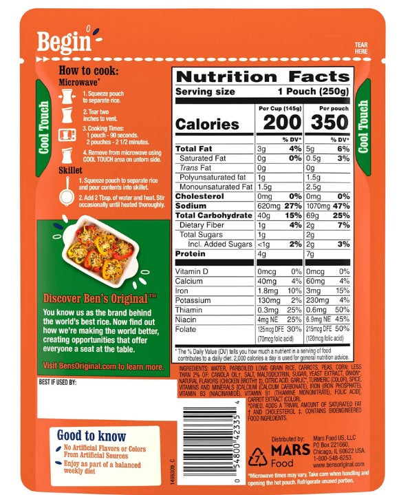 Uncle Ben's Ready Rice, Garden Vegetable, 8.8 oz