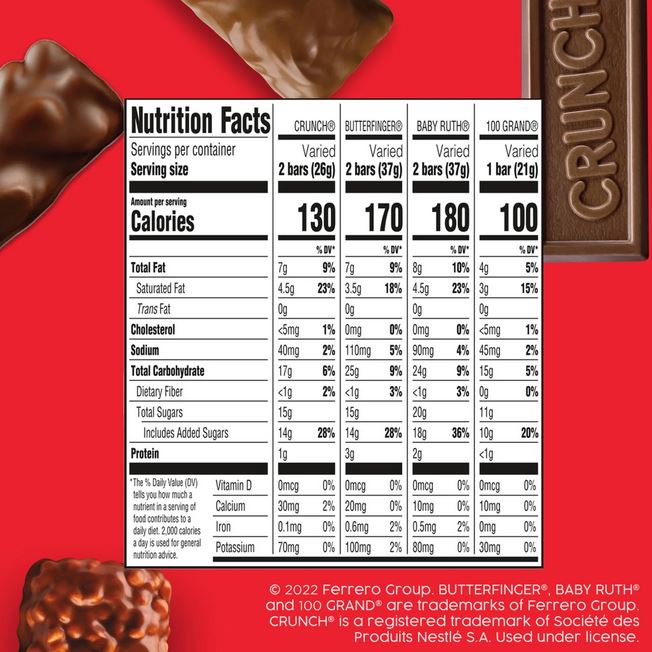Butterfinger, Crunch, Baby Ruth And 100 Grand, Fun Size 37.2 Oz