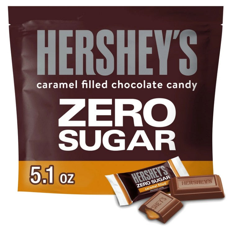 Hershey's Zero Sugar Caramel Filled Chocolate Candy, Bag 5.1 oz