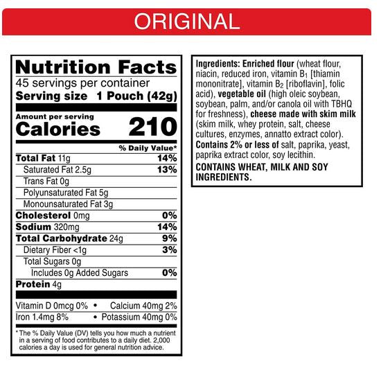 Cheez-It Original Baked Snack Crackers, 45 pk. - 67.5 oz.