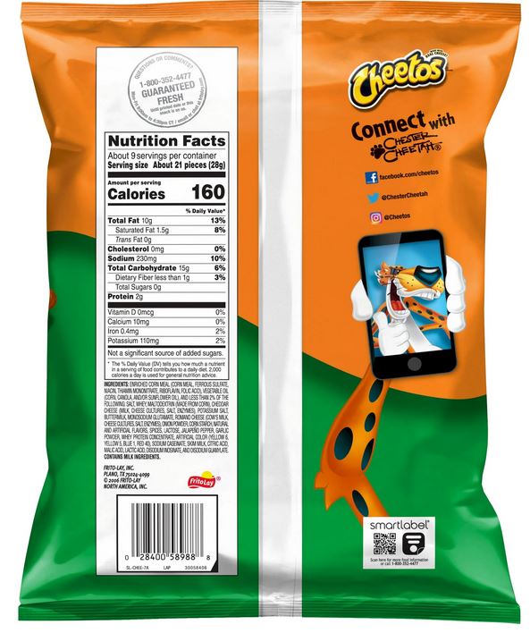 Cheetos Crunchy Cheddar Jalapeno Cheese Puff Chips 8.5 Oz