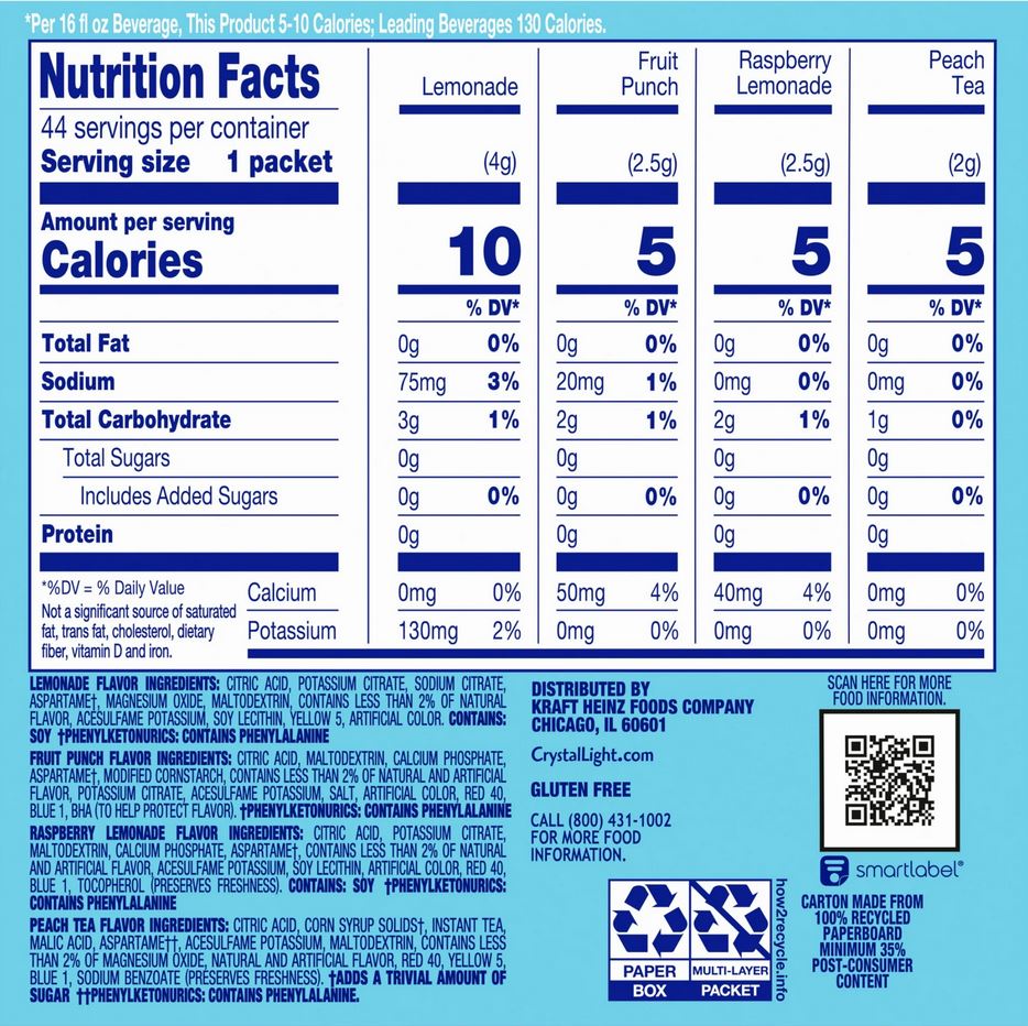 Crystal Light Refreshing Variety Pack, 44 ct.-  – 5.64 oz