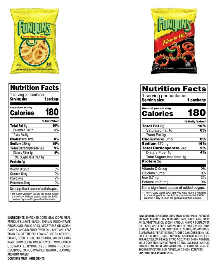 Funyuns Onion Flavored Rings, Variety Pack, 1.25 oz., 30 pk. (37.5 oz)