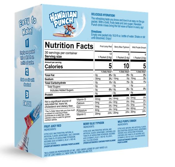 Hawaiian Punch Singles to Go Variety Pack, 30 ct – 7.5 oz