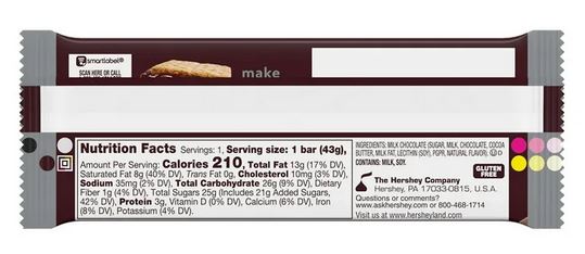 Hershey’s Milk Chocolate Full Size Candy Bar – 1.55 oz