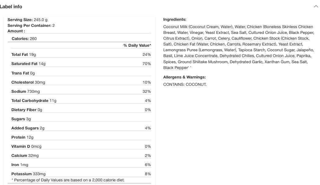 Kevin's Natural Foods Gluten Free Thai-Style Coconut Chicken Soup - 16oz