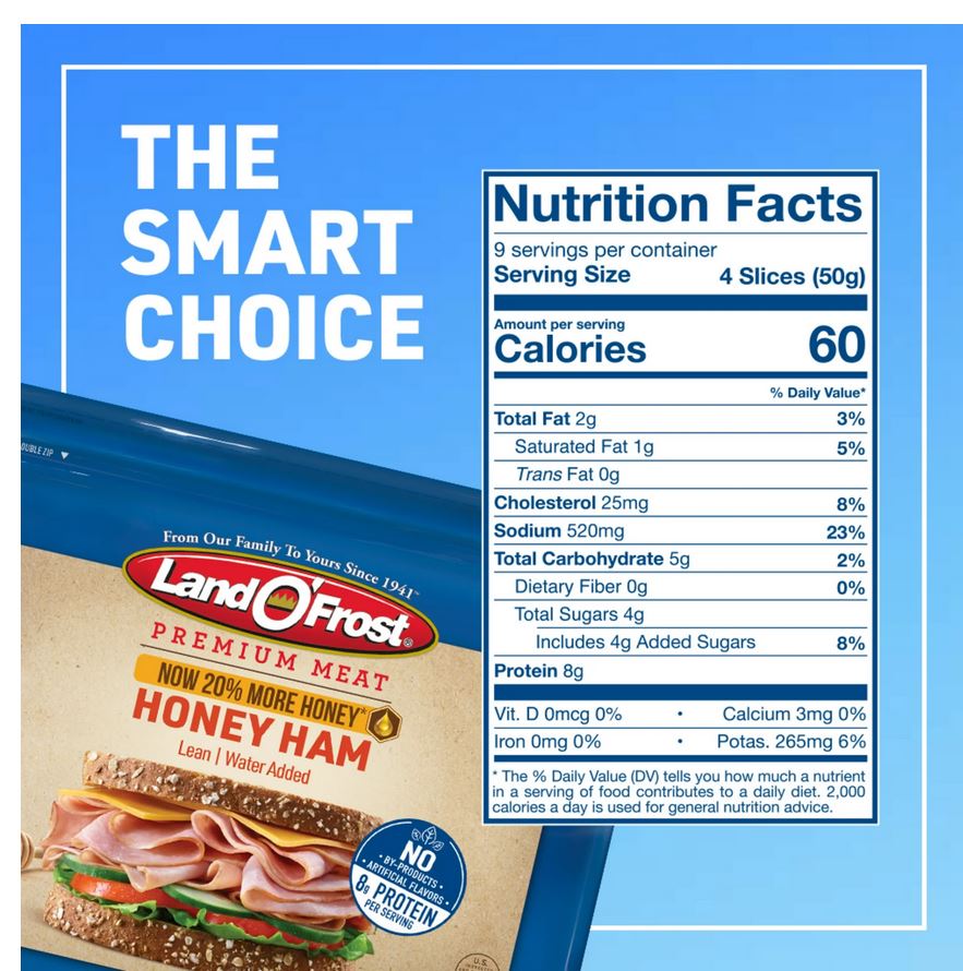 Land O' Frost Honey Ham– 1 lb (16 oz)