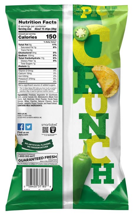 Lay’s Kettle Cooked Jalapeño Potato Chips – 8 oz