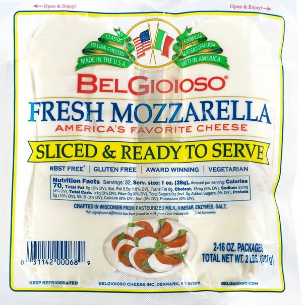 BelGioioso Fresh Sliced Mozzarella Cheese 4 pk – 2 lbs (32 oz)