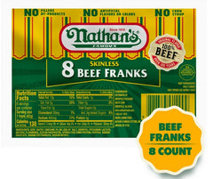 Nathan’s Famous 100% Beef Skinless Franks, 8 Count – 14 oz