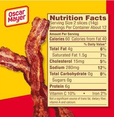 Oscar Mayer Fully Cooked Original Bacon Mega Pack, 6.3 Oz Box