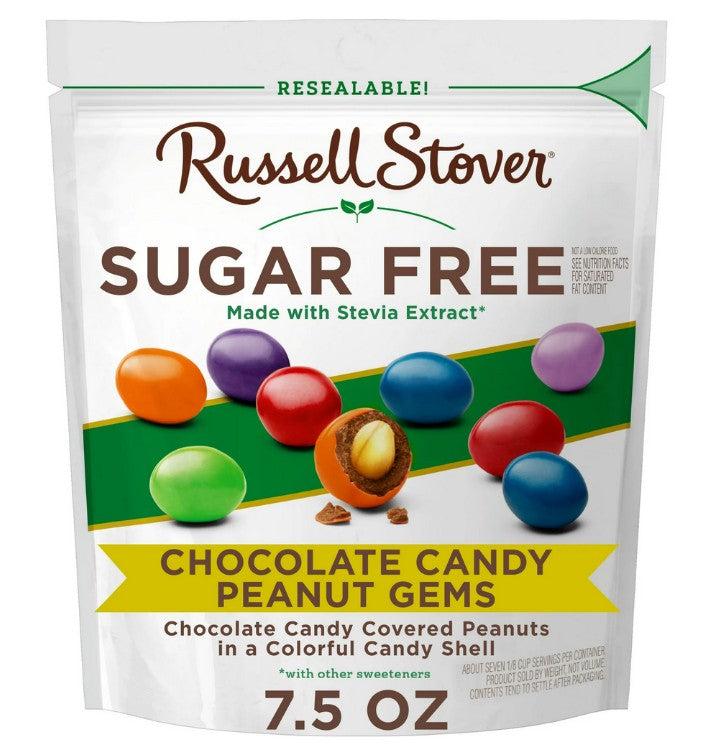 Russel Stover Sugar Free Chocolate Candy Coated Peanuts, 7.5 oz