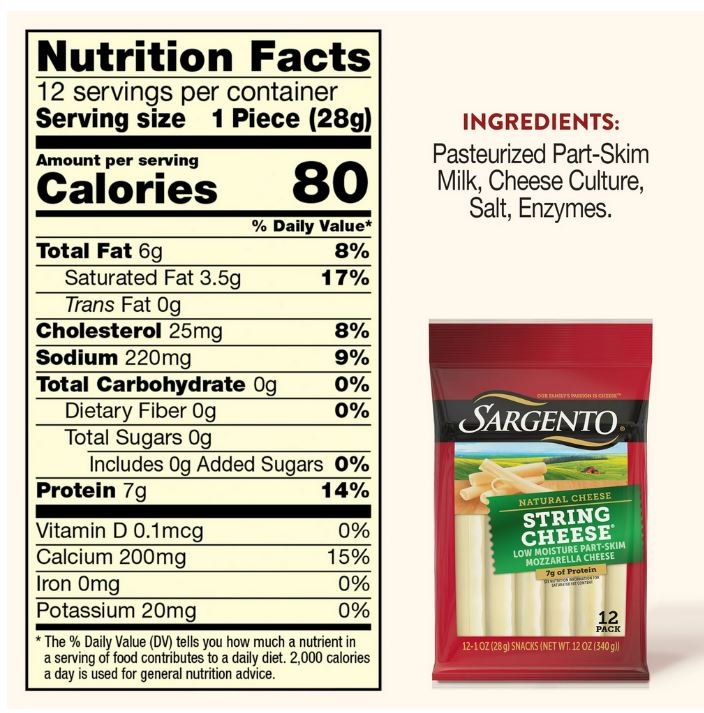 Sargento Natural String Cheese Snacks, 12 ct – 12 oz