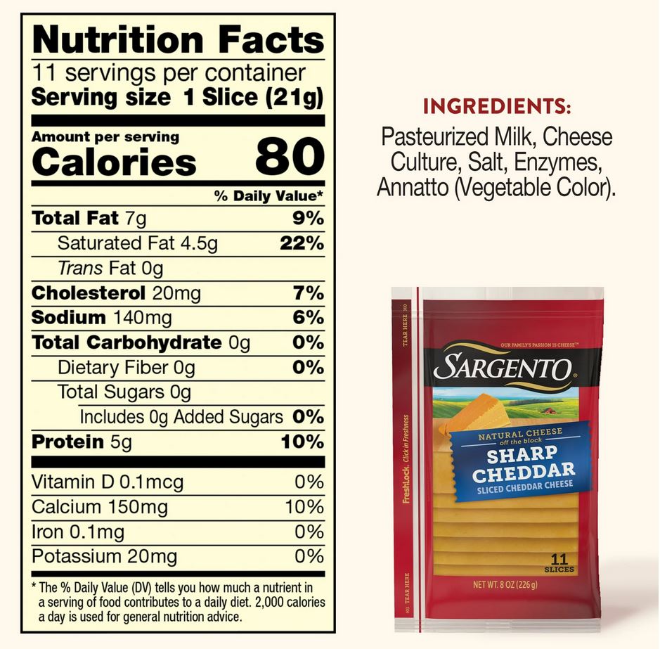 Sargento Sliced Sharp Cheddar Cheese – 8 oz