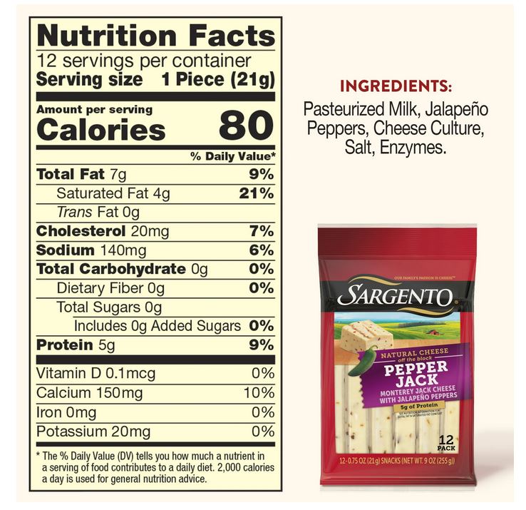 Sargento Pepper Jack Natural Cheese Snack Sticks – 9 oz