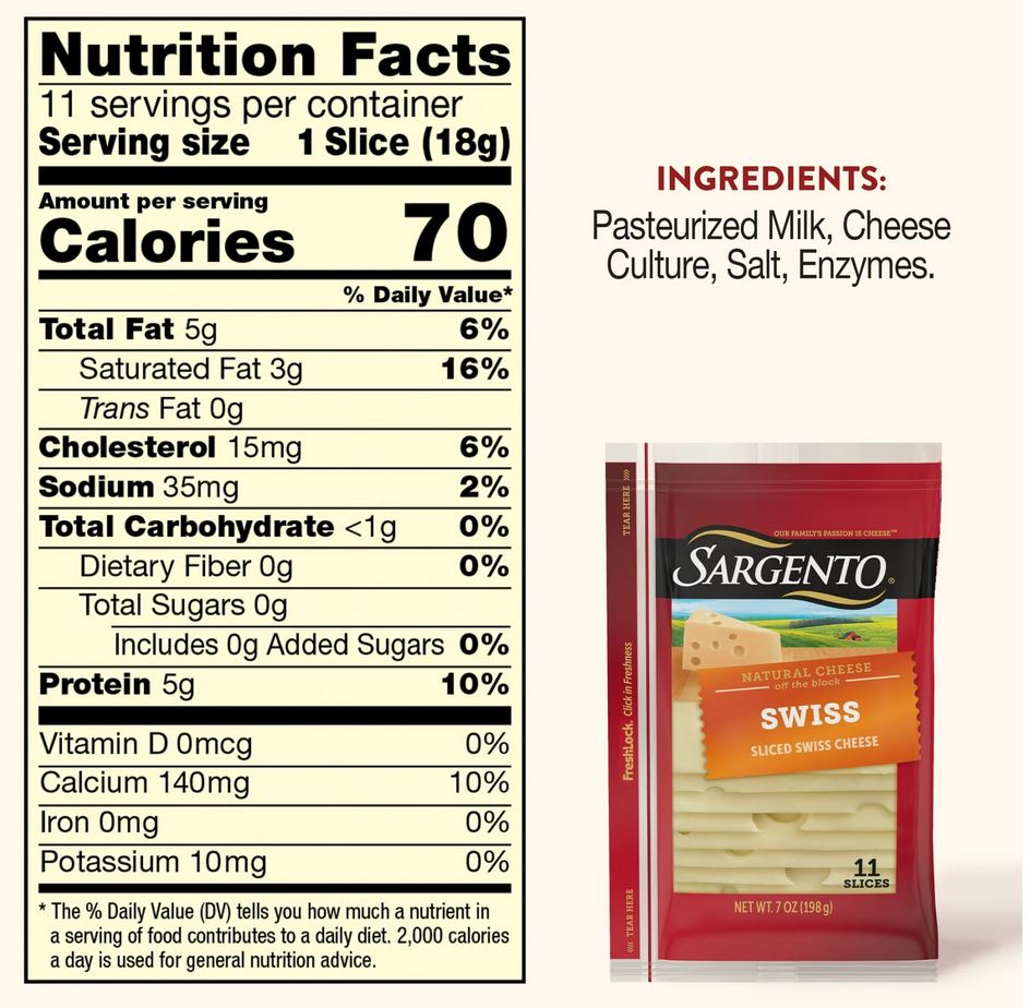 Sargento Sliced Swiss Cheese – 7 oz
