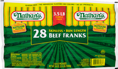 Salchichas de carne sin piel de Nathan's Famous Beef, 24 unidades (3 lb (48 oz))