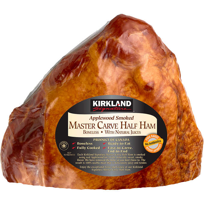 Kirkland Signature Master Carve Half Ham, Applewood Smoked – 4 lbs (64 oz)