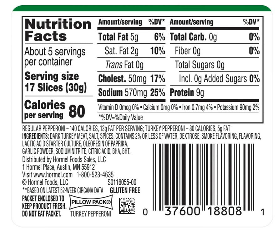 Hormel Turkey Pepperoni – 5 oz
